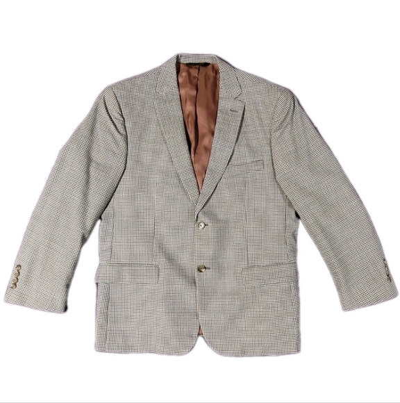 Jos. A. Bank Joseph Sport Coat 42R Slim Wool Tan Brown Gray Check Blazer - Picture 1 of 7